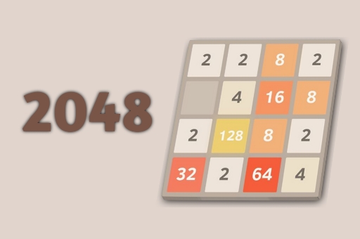 2048 number merge puzzle grid showing 2, 4, 8, 16 tiles