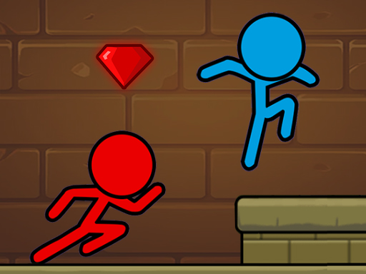 Fireboy and Watergirl Forest Temple puzzle level with lava and water pools.