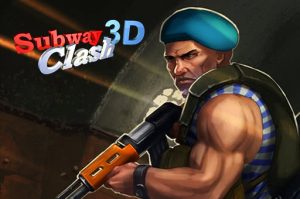 Subway Clash 3D shooter gameplay in underground subway station.